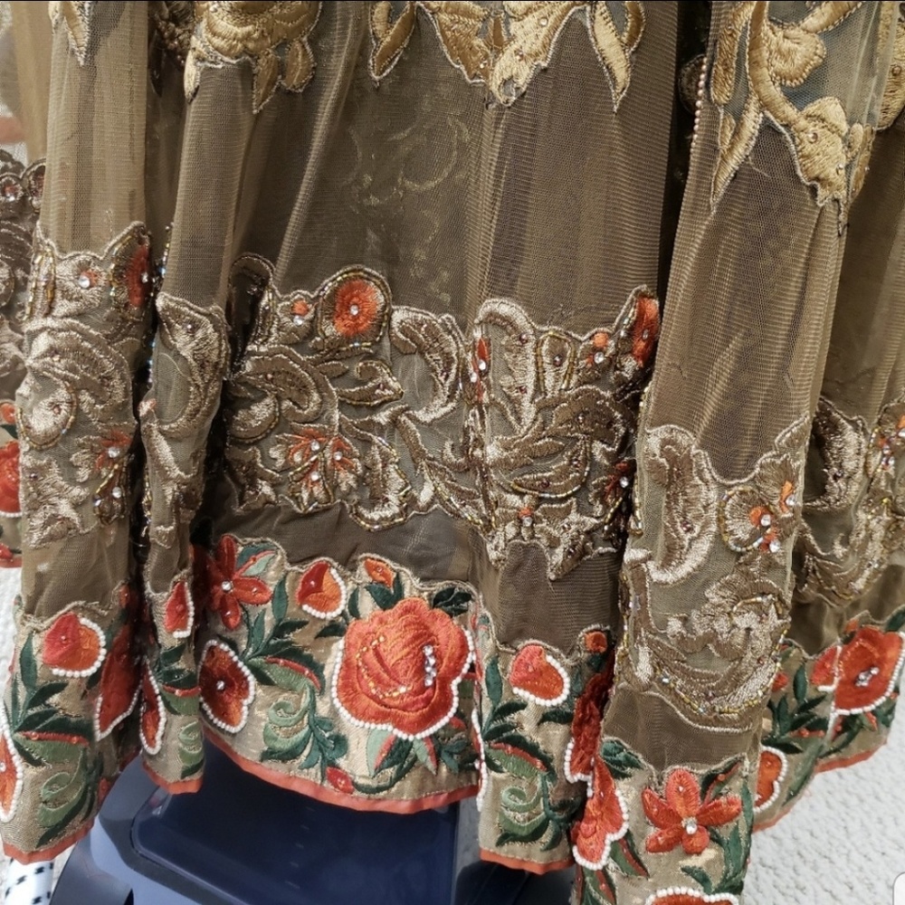 Henna green & rust anarkali churidaar